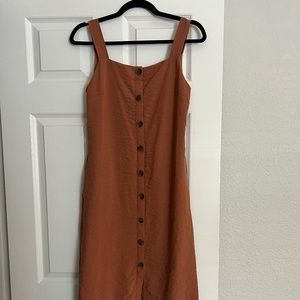 Terra Cotta Linen Midi Summer Dress Size S